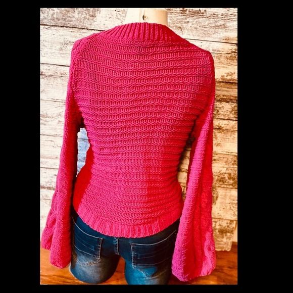 Express | vintage | Bell-sleeve | scoop neck sweater | pink | extra small - Picture 3 of 4